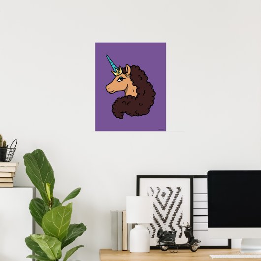 Afro Unicorn | Göttlich Poster (Heimbüro)