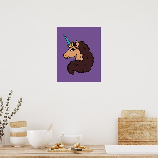 Afro Unicorn | Göttlich Poster (Küche)