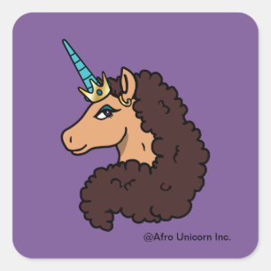 Afro Unicorn   Göttlich Quadratischer Aufkleber