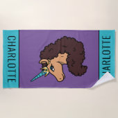 Afro Unicorn | Göttlich Strandtuch (Vorderseite)