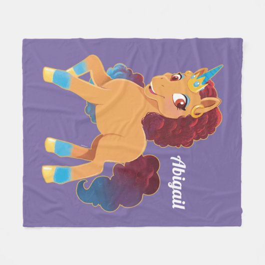 Afro Unicorn | göttliche Prancing Fleecedecke (Vorderseite (Horizontal))