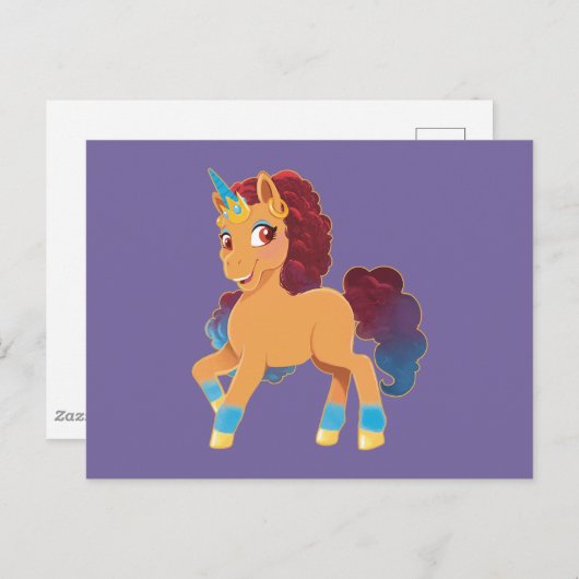 Afro Unicorn | göttliche Prancing Postkarte (Vorne/Hinten)