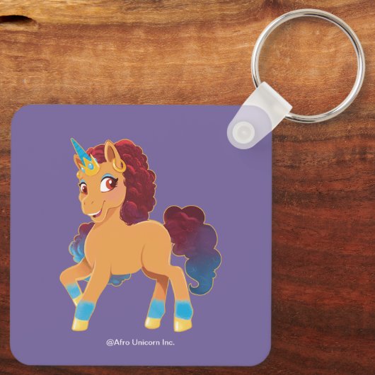 Afro Unicorn | göttliche Prancing Schlüsselanhänger (Rückseite)