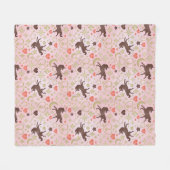Afro Unicorn Herz & Star Pink Muster Fleecedecke (Vorderseite (Horizontal))