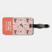 Afro Unicorn Herz & Star Pink Muster Gepäckanhänger (Rückseite horizontal)