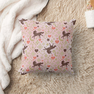 Afro Unicorn Herz & Star Pink Muster Kissen