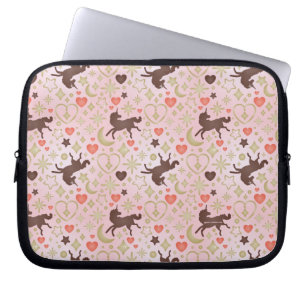 Afro Unicorn Herz & Star Pink Muster Laptopschutzhülle