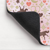 Afro Unicorn Herz & Star Pink Muster Mousepad (Ecke)