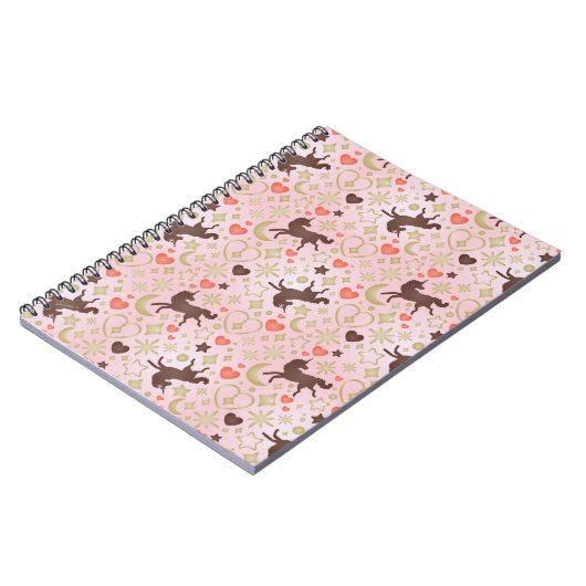 Afro Unicorn Herz & Star Pink Muster Notizblock (Linke Seite)