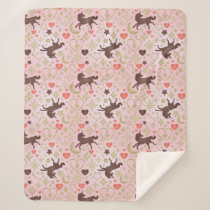 Afro Unicorn Herz & Star Pink Muster Sherpadecke