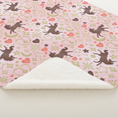 Afro Unicorn Herz & Star Pink Muster Sherpadecke (3/4)