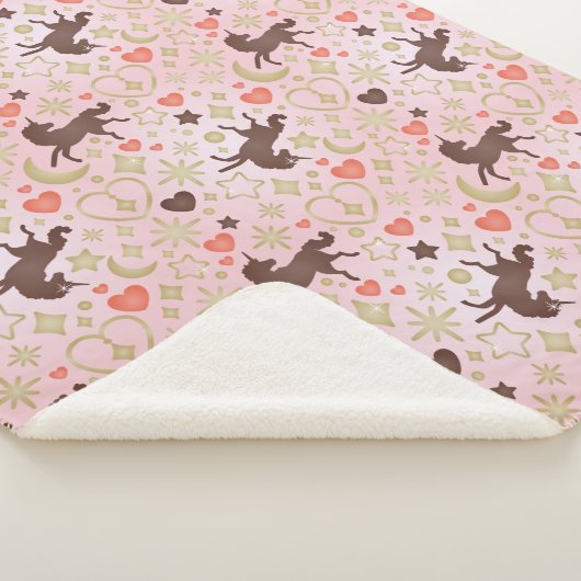 Afro Unicorn Herz & Star Pink Muster Sherpadecke (3/4)