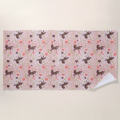 Afro Unicorn Herz & Star Pink Muster Strandtuch (Vorderseite)