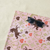 Afro Unicorn Herz & Star Pink Muster Strandtuch (Beispiel)