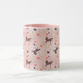 Afro Unicorn Herz & Star Pink Muster Tasse (Zentrum)
