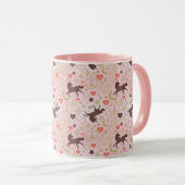 Afro Unicorn Herz & Star Pink Muster Tasse (VorderseiteRechts)