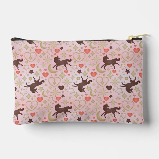 Afro Unicorn Herz & Star Pink Muster Zubehörtasche (Rückseite)