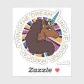 Afro Unicorn Living the Dream Design Aufkleber (Blatt)