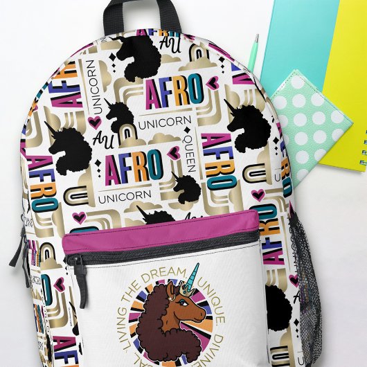 Afro Unicorn Living the Dream Design Bedruckter Rucksack