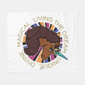 Afro Unicorn Living the Dream Design Fleecedecke (Vorderseite (Horizontal))