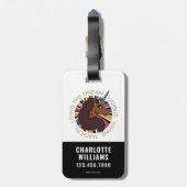 Afro Unicorn Living the Dream Design Gepäckanhänger (Rückseite vertikal)