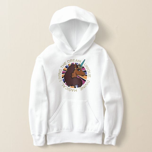 Afro Unicorn Living the Dream Design Hoodie (Ablage )