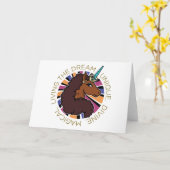 Afro Unicorn Living the Dream Design Karte (Gelbe Blume)