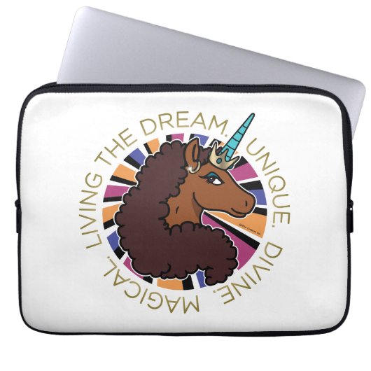 Afro Unicorn Living the Dream Design Laptopschutzhülle (Vorderseite)