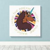 Afro Unicorn Living the Dream Design Leinwanddruck (Insitu (Holzboden))