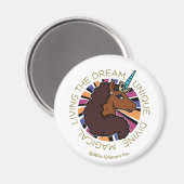 Afro Unicorn Living the Dream Design Magnet (Vorderseite/Rückseite)