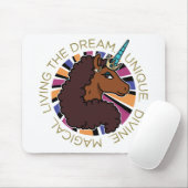 Afro Unicorn Living the Dream Design Mousepad (Mit Mouse)