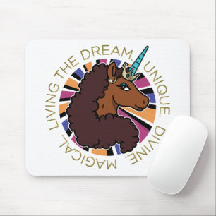 Afro Unicorn Living the Dream Design Mousepad