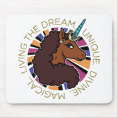 Afro Unicorn Living the Dream Design Mousepad (Vorne)