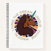 Afro Unicorn Living the Dream Design Notizblock (Vorderseite)