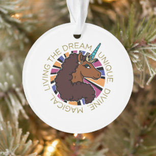 Afro Unicorn Living the Dream Design Ornament