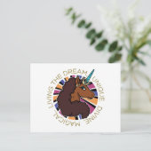 Afro Unicorn Living the Dream Design Postkarte (Stehend Vorderseite)