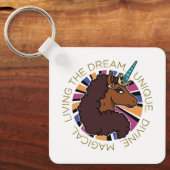 Afro Unicorn Living the Dream Design Schlüsselanhänger (Vorderseite)