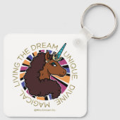 Afro Unicorn Living the Dream Design Schlüsselanhänger (Rückseite)