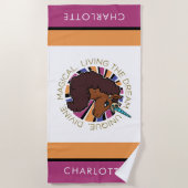 Afro Unicorn Living the Dream Design Strandtuch (Vorderseite)