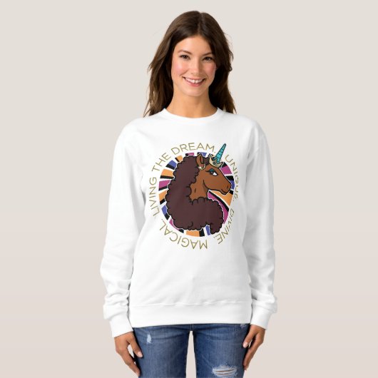 Afro Unicorn Living the Dream Design Sweatshirt (Vorne ganz)