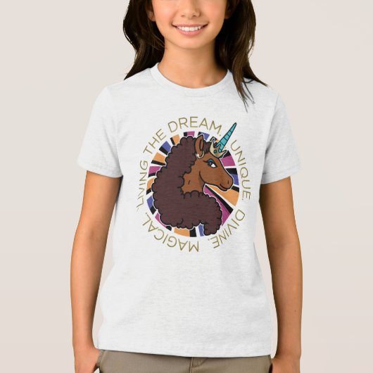 Afro Unicorn Living the Dream Design Tri-Blend Shirt (Vorderseite)