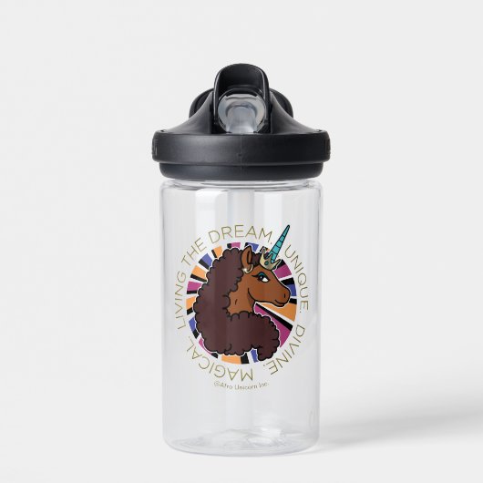 Afro Unicorn Living the Dream Design Trinkflasche (Vorne)
