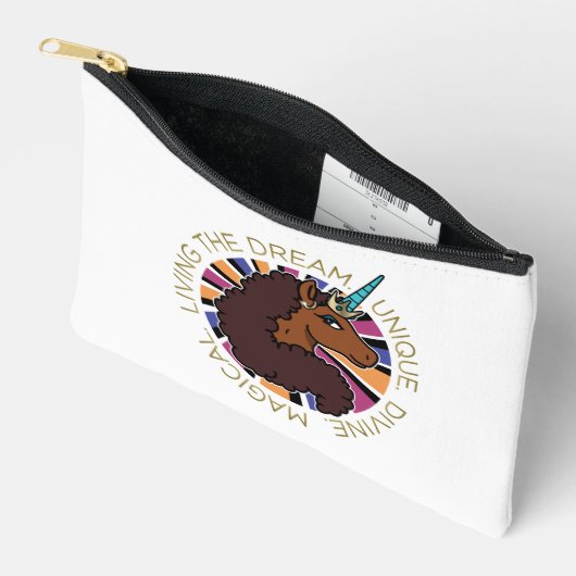 Afro Unicorn Living the Dream Design Zubehörtasche (Offen)