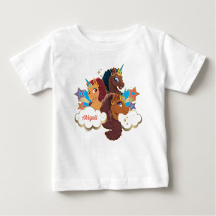 Afro Unicorn "Made of Magic" Trio Design Baby T-shirt