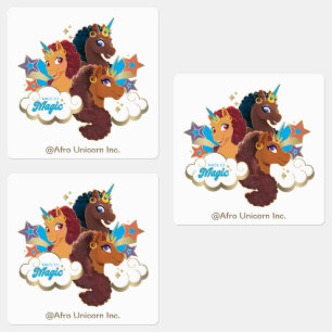 Afro Unicorn "Made of Magic" Trio Design Etiketten