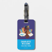 Afro Unicorn "Made of Magic" Trio Design Gepäckanhänger (Rückseite vertikal)