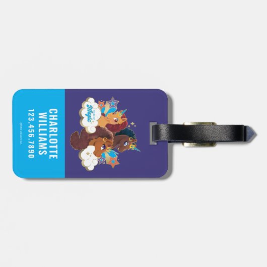 Afro Unicorn "Made of Magic" Trio Design Gepäckanhänger (Rückseite horizontal)