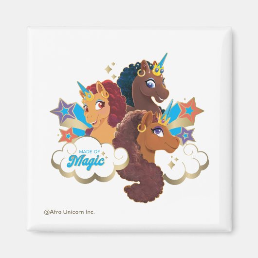 Afro Unicorn "Made of Magic" Trio Design Magnet (Vorne)