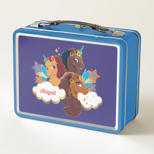 Afro Unicorn "Made of Magic" Trio Design Metall Brotdose (Rückseite)