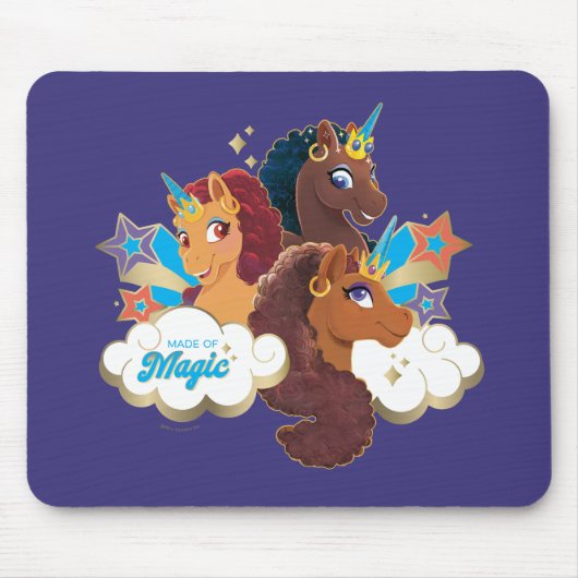 Afro Unicorn "Made of Magic" Trio Design Mousepad (Vorne)